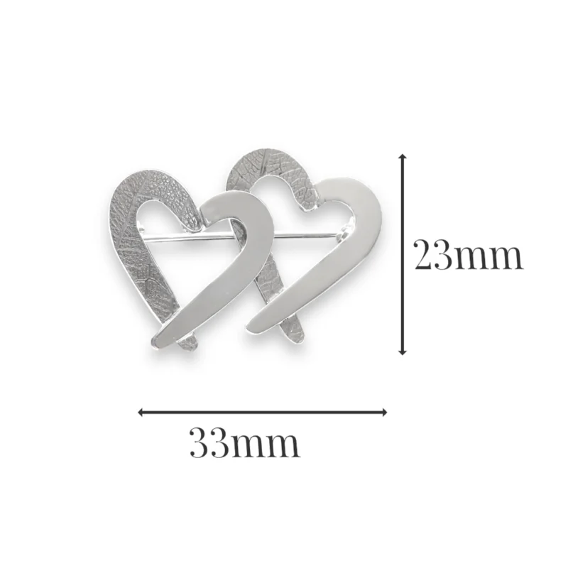 sterling silver double heart brooch.